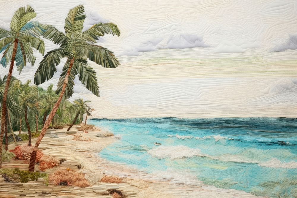Tropical beach landscape outdoors painting.