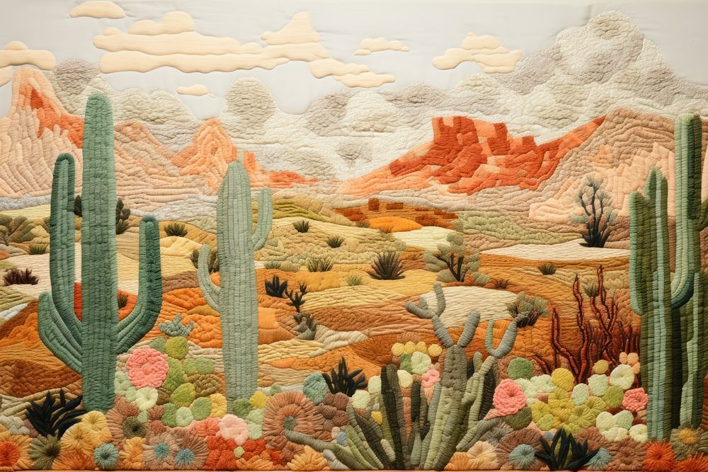 Cactus landscape painting desert.