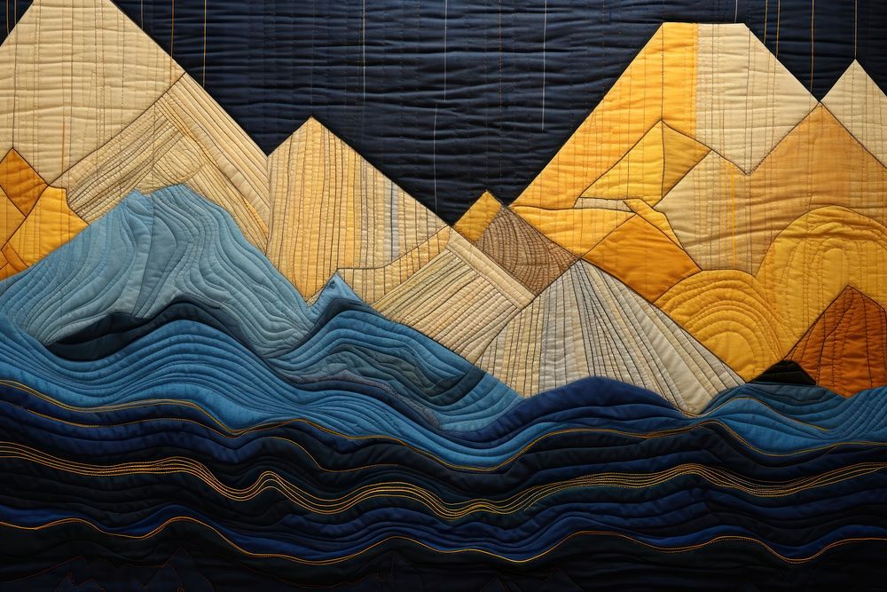 Geometric pattern textile craft quilt.