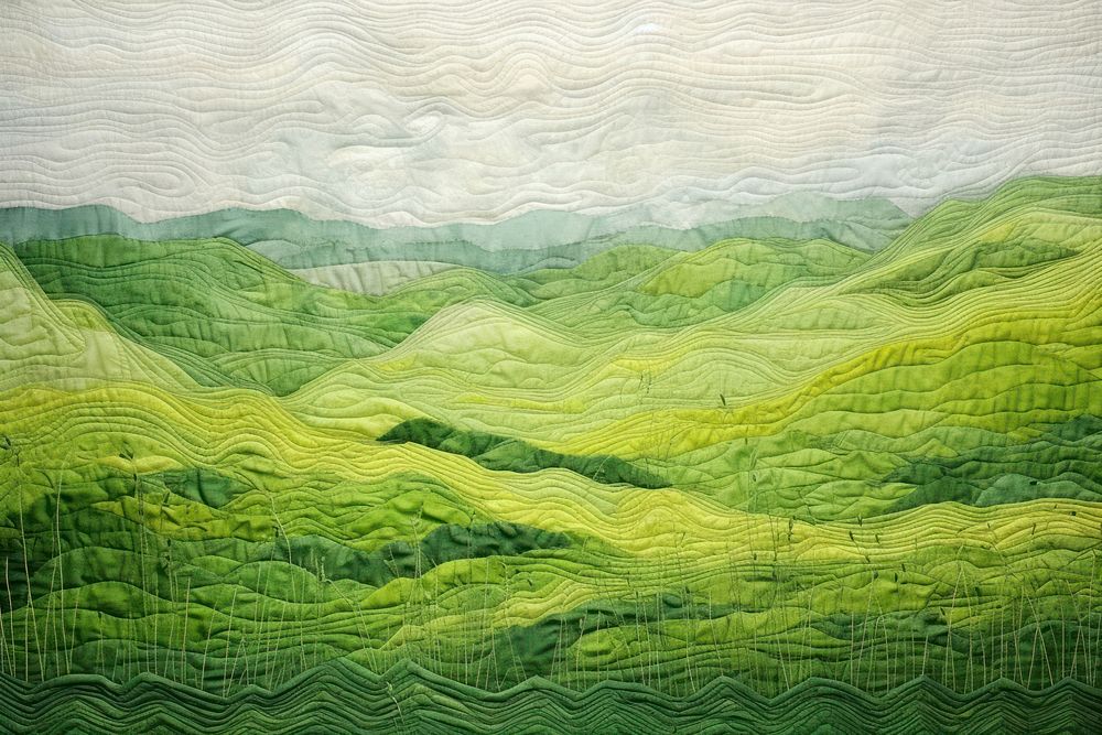 Landscape green outdoors painting.