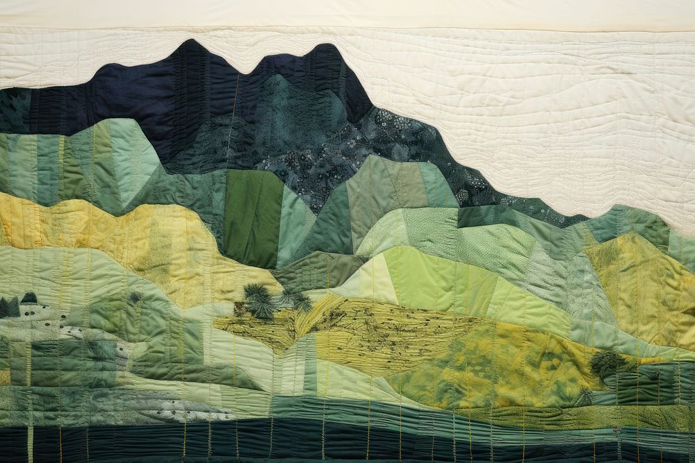 Landscape textile green quilt.