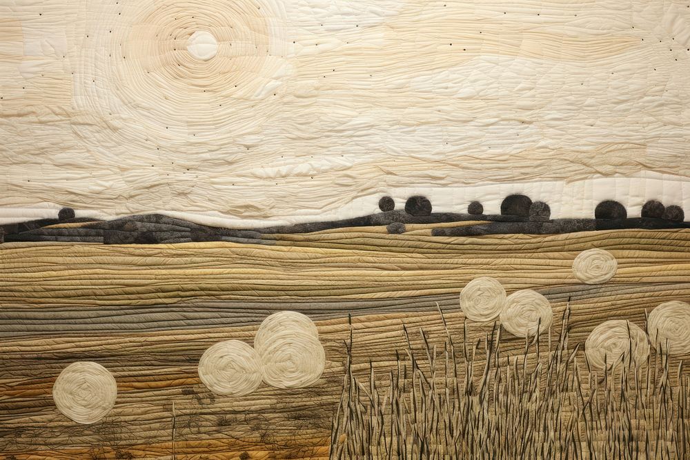 Hay bales on a fields landscape painting nature.