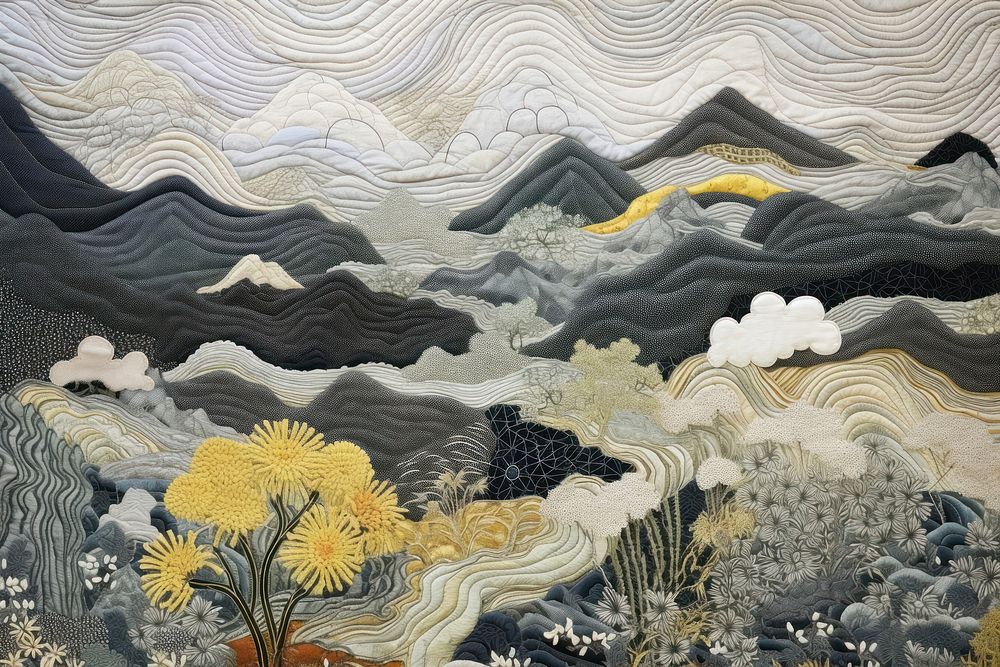 Japanese pattern landscape outdoors painting.