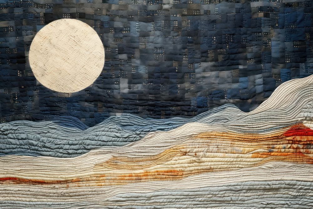 Moon surface with earth in the background backgrounds painting textile.