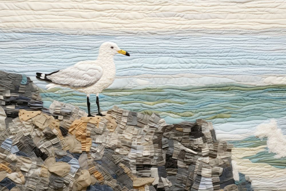 Seagul on a rocky beach outdoors seagull animal.