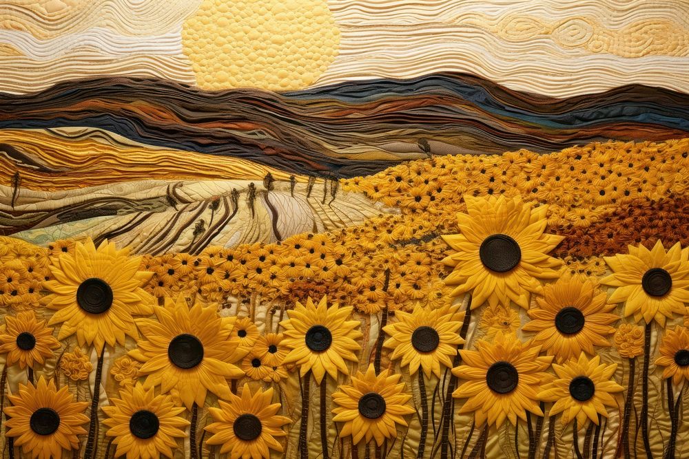 Sunflower field landscape painting plant.