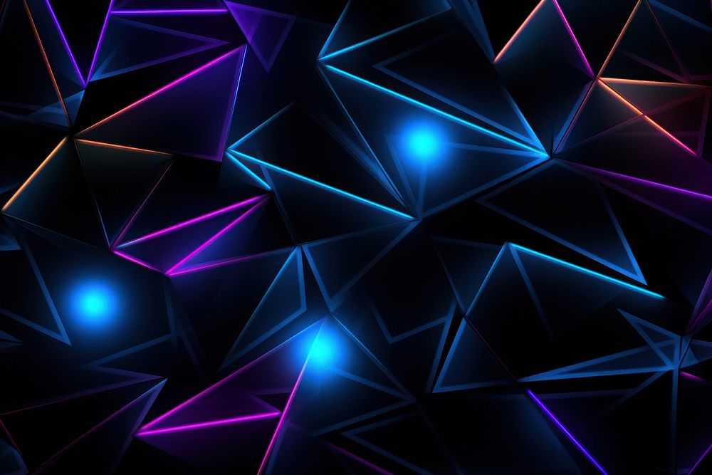Different shapes on black background neon backgrounds abstract.