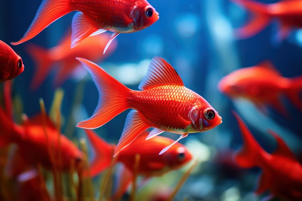 School cardinal tetra fishes swimming | Free Photo - rawpixel