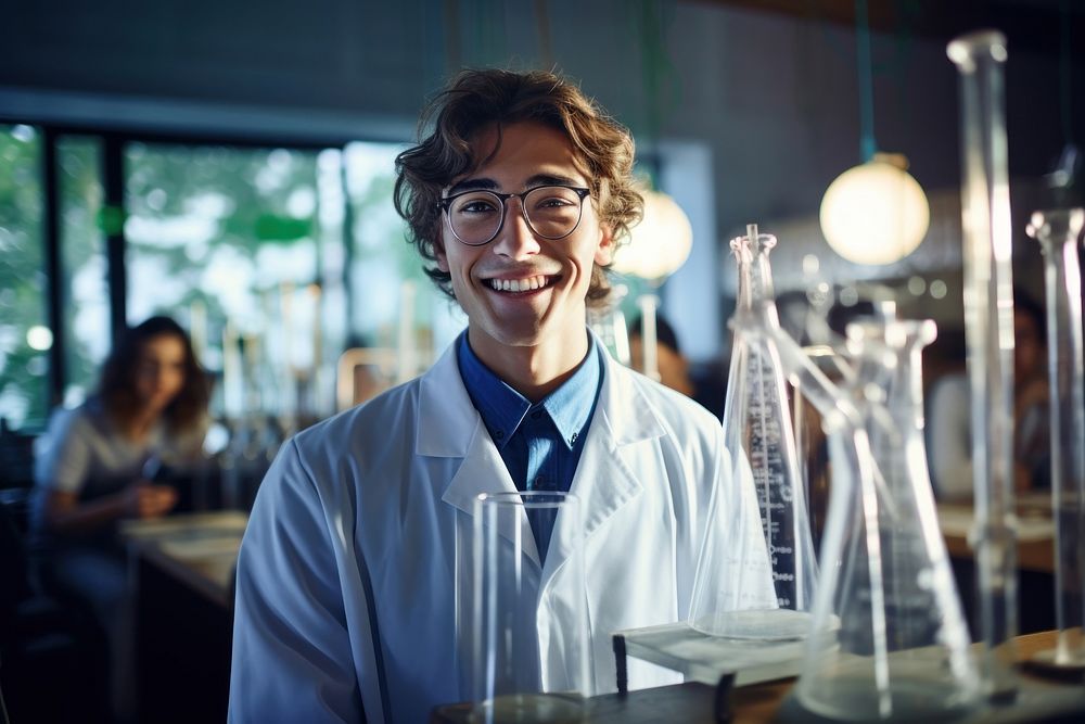 Education scientist holding glasses.
