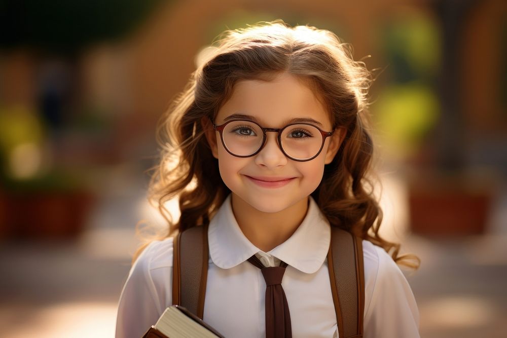 Young Argentinian girl glasses education portrait.