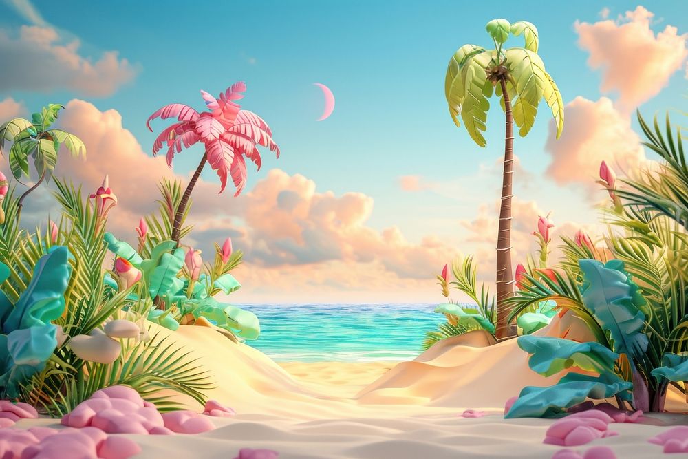 Cute beach tropical island fantasy background outdoors nature summer.