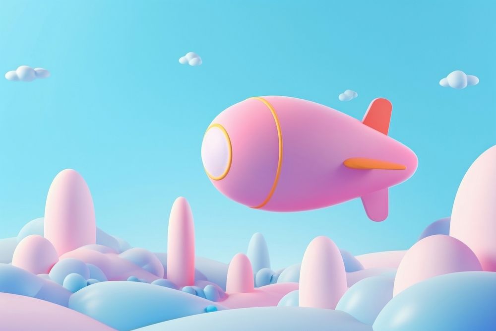 Cute blimp fantasy background aircraft airship cartoon.