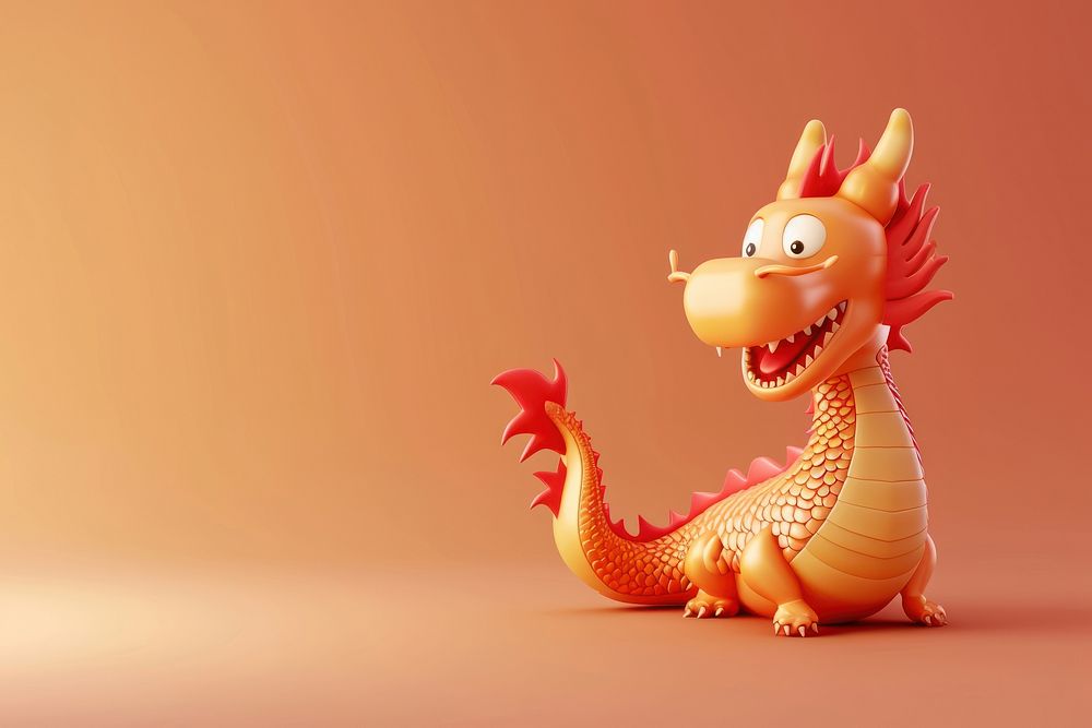 Cute chinese dragon background cartoon dinosaur animal.