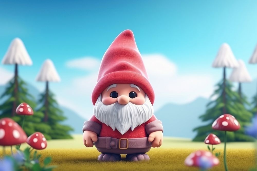 Cute gnome background cartoon plant representation.