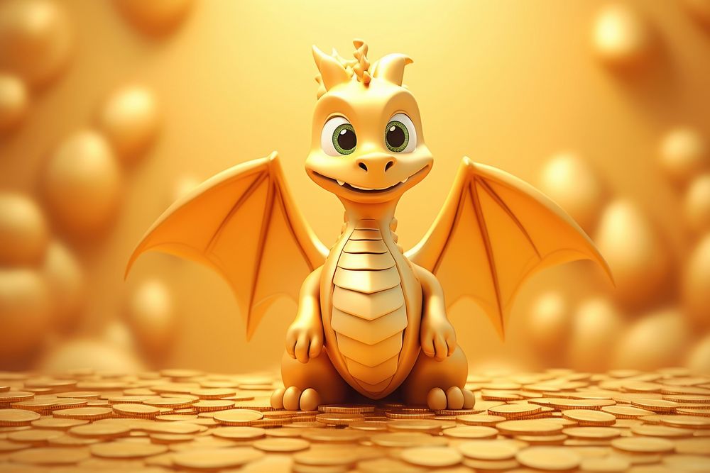 Cute Gold Dragon Background Cartoon 