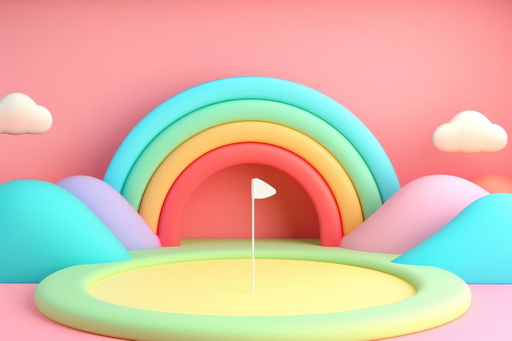 Rainbow cartoon golf balloon.