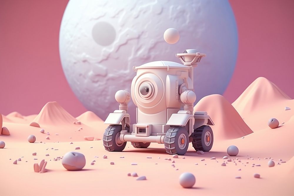 Cute lunar lander fantasy background vehicle cartoon transportation.