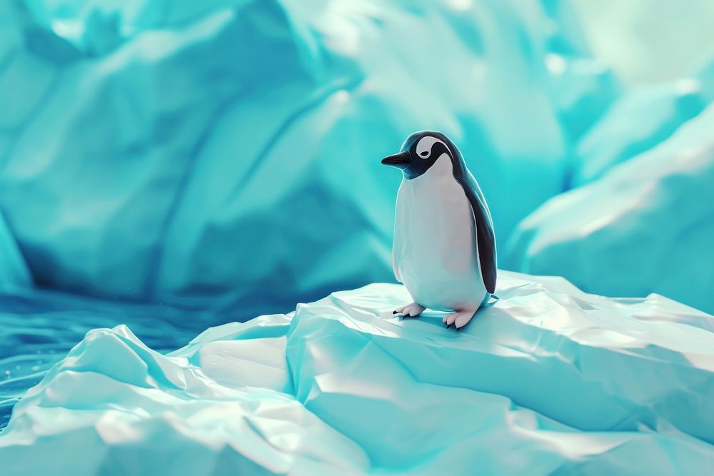 Cute penguin on an iceberg fantasy background outdoors animal bird.