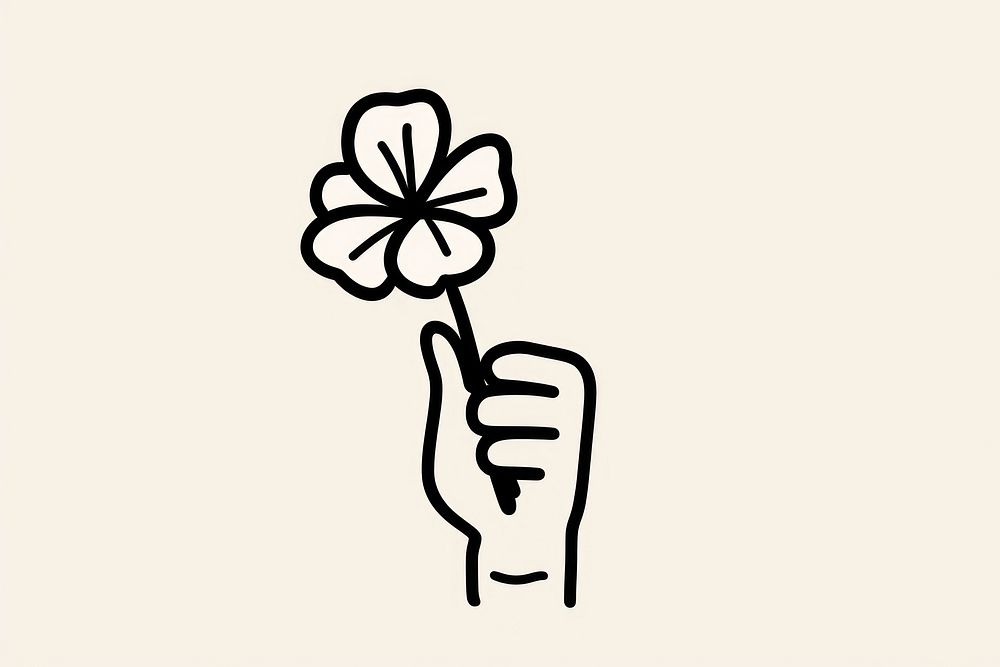 Drawing hand holding flower cartoon line creativity.
