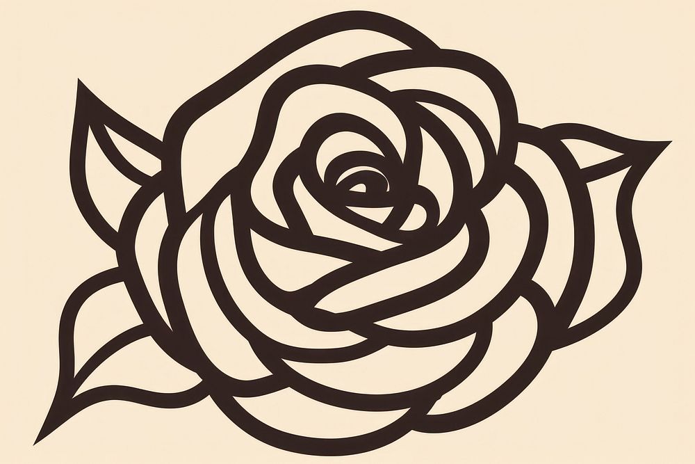 Drawing rose flower cartoon plant line.