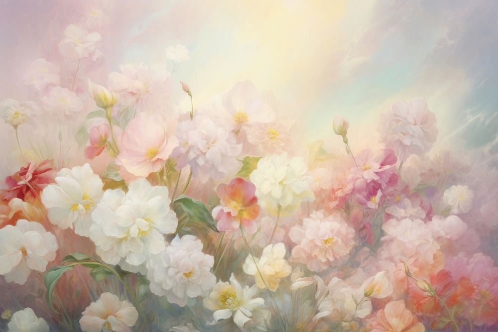 White flower fields painting backgrounds outdoors.