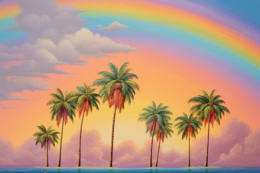 Rainbow beach tree backgrounds.