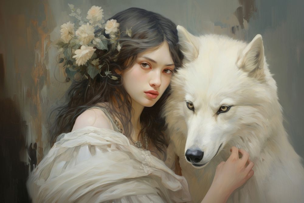Wolf painting portrait animal.