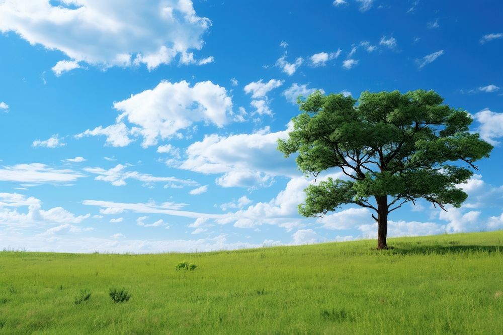 Oak trees sky landscape outdoors.