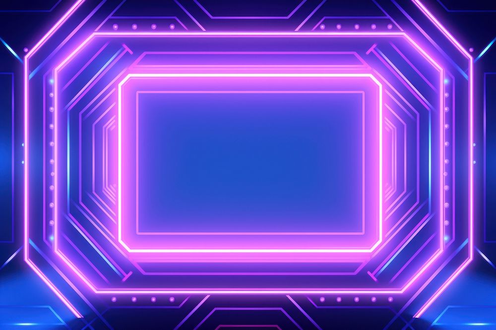 Geometric frame neon background backgrounds purple light. AI generated Image by rawpixel.