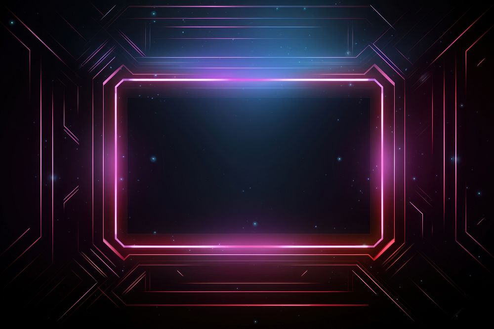 Geometric frame neon background backgrounds purple light. AI generated Image by rawpixel.
