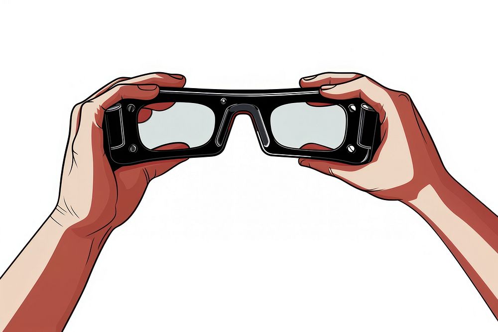 Human hand holding a 3D glasses cartoon photographing accessories.