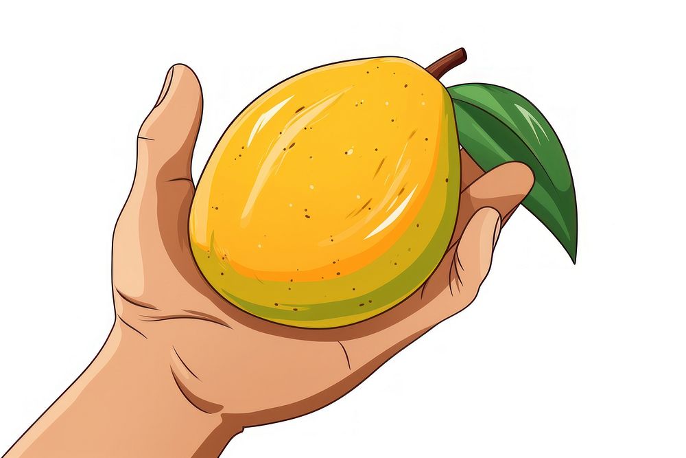 Human hand holding mango cartoon Free Photo Illustration rawpixel