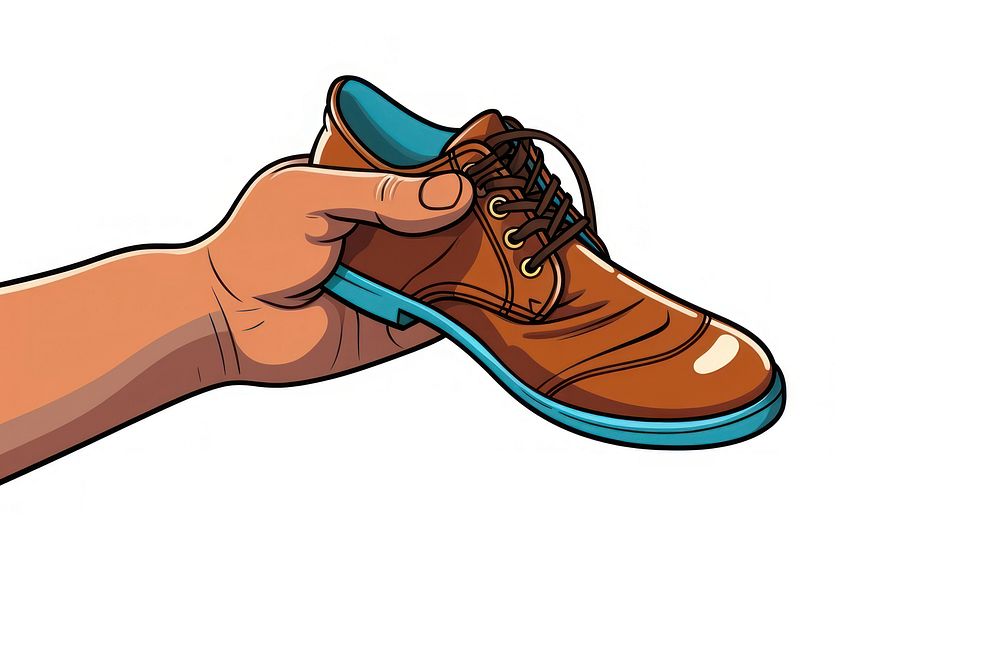 Human hand holding a shoe footwear cartoon activity.