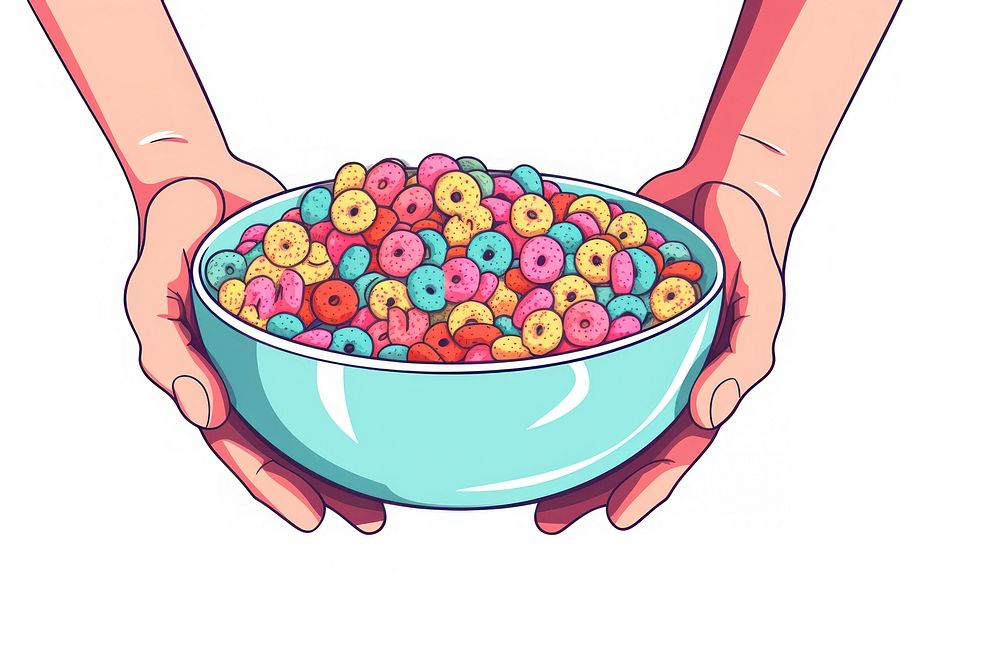 Bowl cartoon holding food.