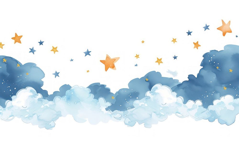 Cloud and stars backgrounds space white background.