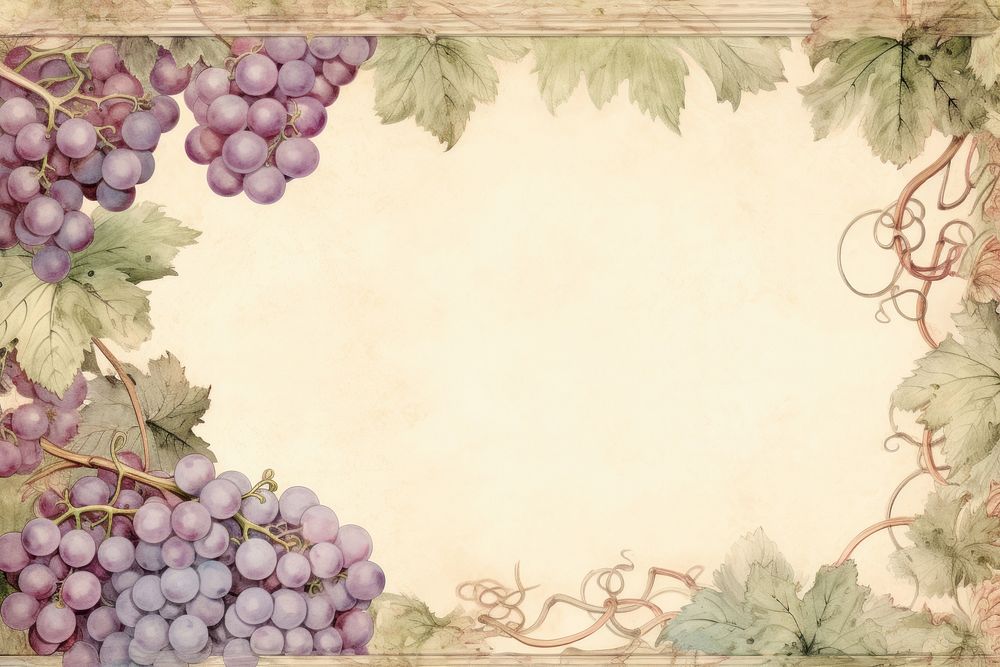 Illustration of grapes frame backgrounds painting plant.