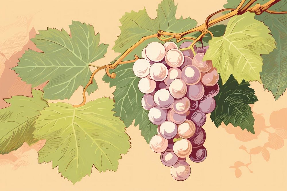 Illustration of grapes plant vine food.