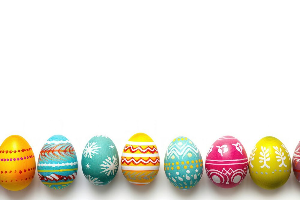 Easter eggs white background celebration copy space.