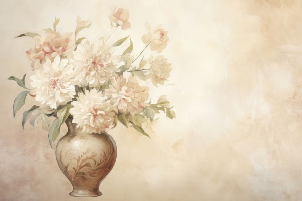 Illustration of flowr in vase painting art flower.