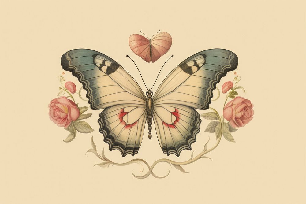 Illustration of heart with butterfly pattern animal insect.