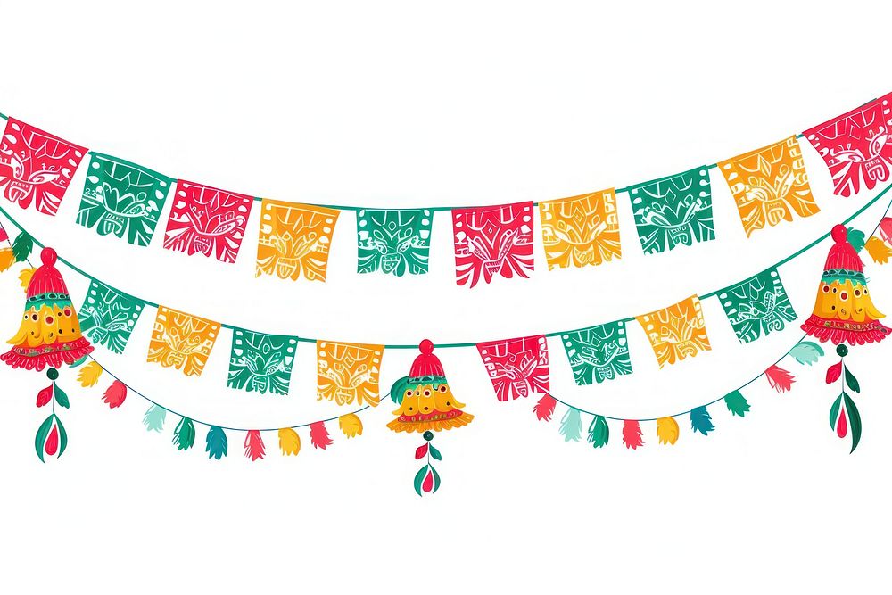 Mexico bunting pattern line art.