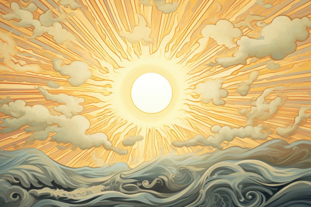 Illustration of sun on sea backgrounds sunlight outdoors.