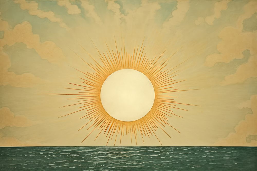 Illustration of sun on sea painting art backgrounds.