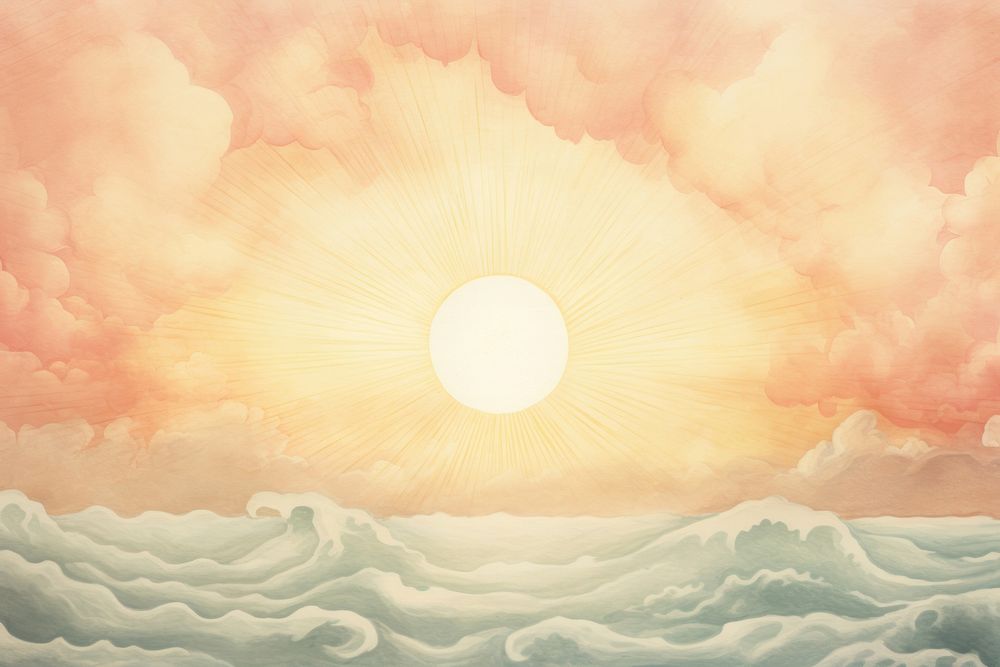 Illustration of sun on sea painting backgrounds sunlight.