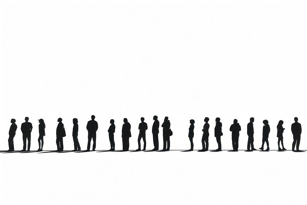 People silhouette order line white background.