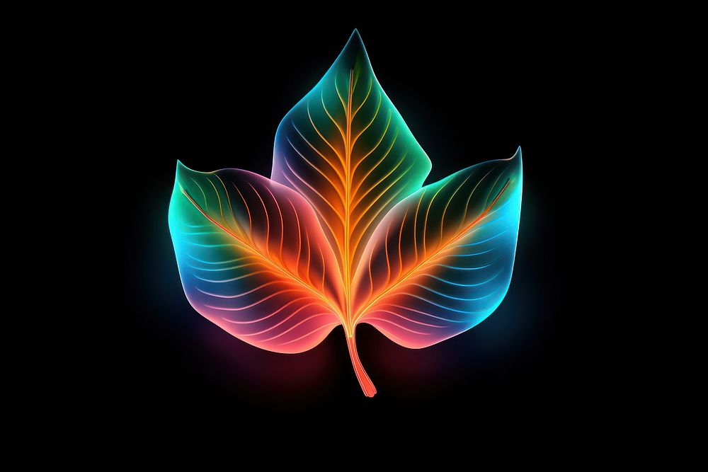 Leaf shape neon background pattern nature light. AI generated Image by rawpixel.