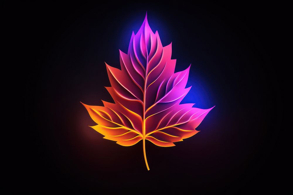 Leaf shape neon background purple light plant. AI generated Image by rawpixel.