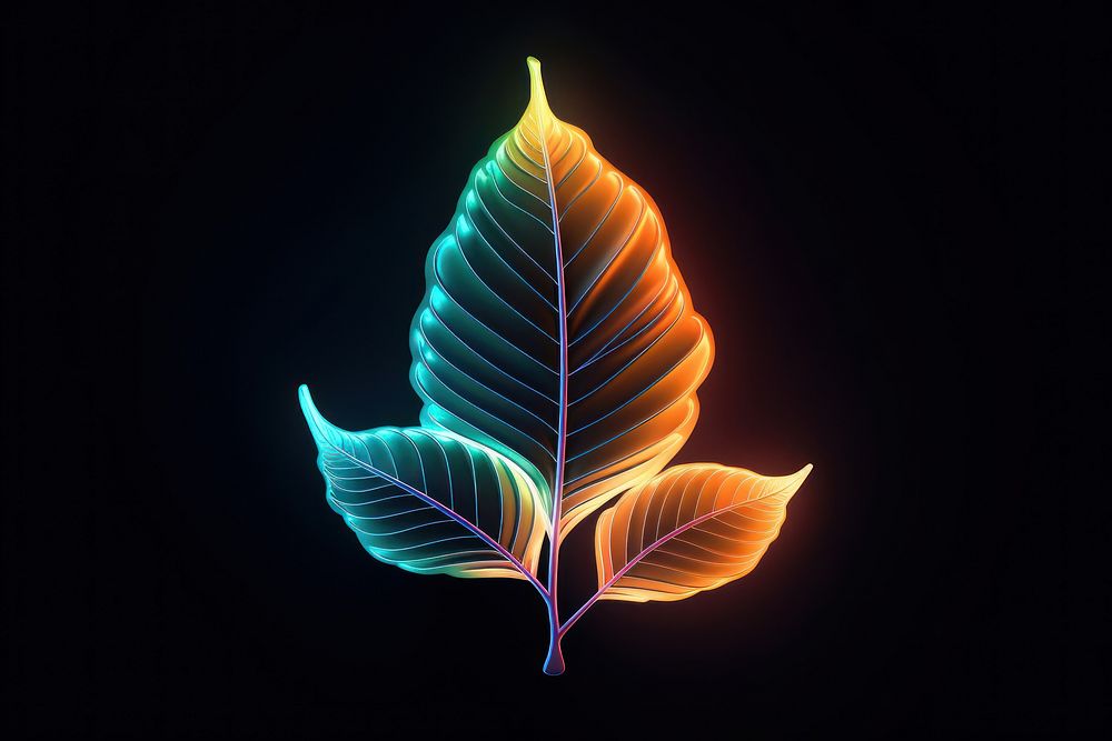 Leaf shape neon background pattern light plant. AI generated Image by rawpixel.