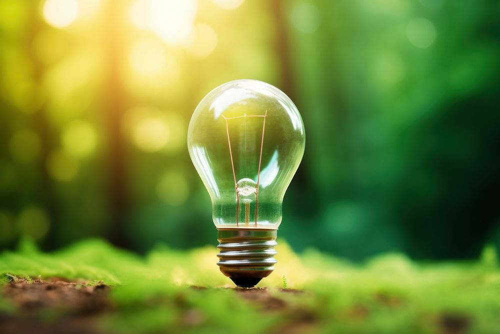 Light Bulb lightbulb green electricity. AI generated Image by rawpixel.