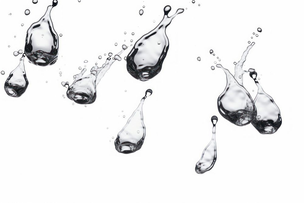 Water droplets sketch white background illustrated.